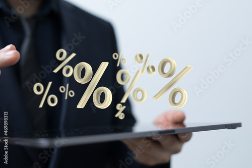 Sales icons floating in the...