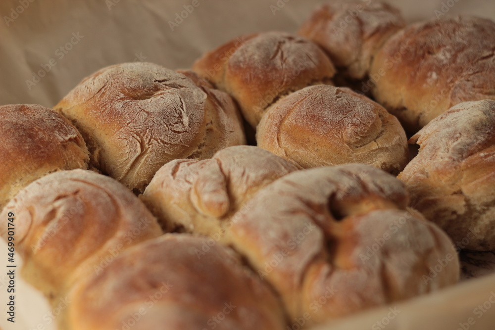 homemade bread with fresh yeast buns