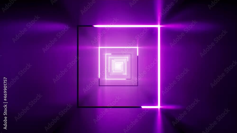 Shiny Square Purple Light Stroke in the Rotating Metal Tunnel VJ Loop
