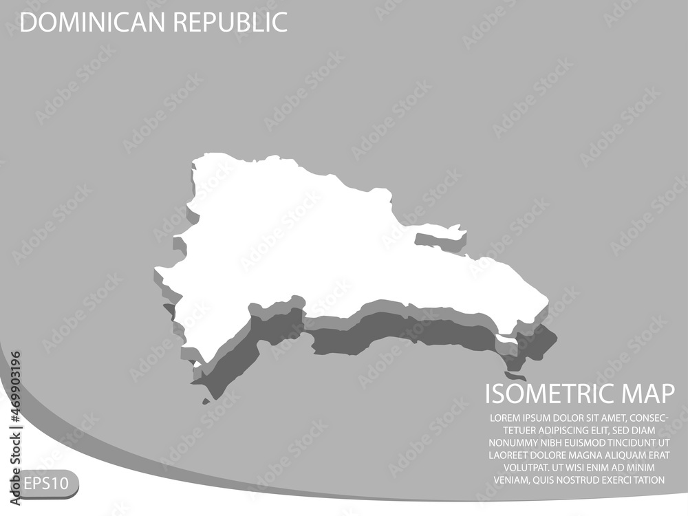 white isometric map of Dominican Republic elements gray background for concept map easy to edit and customize. eps 10