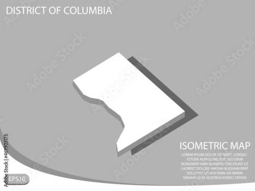 white isometric map of District of Columbia elements gray background for concept map easy to edit and customize. eps 10
