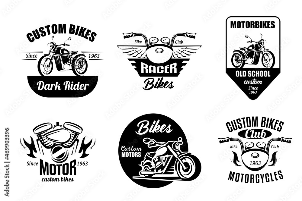 Fototapeta premium motorbikes emblems and labels set, retro motorcycle collection