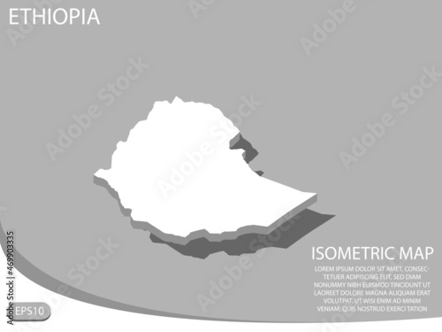 white isometric map of Ethiopia elements gray background for concept map easy to edit and customize. eps 10
