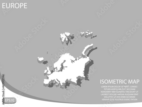 white isometric map of Europe elements gray background for concept map easy to edit and customize. eps 10