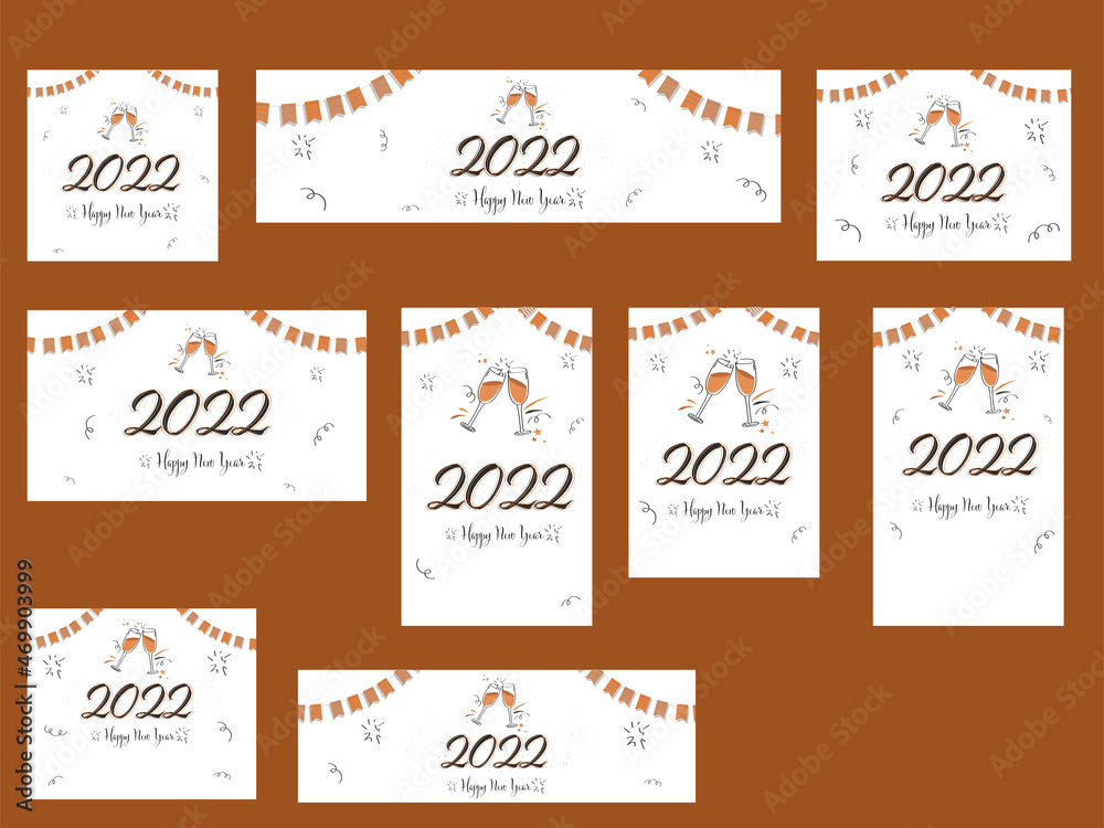 Social Media Post And Banner Collection For 2022 Happy New Year Concept.