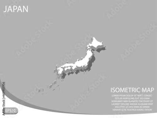 white isometric map of Japan elements gray background for concept map easy to edit and customize. eps 10