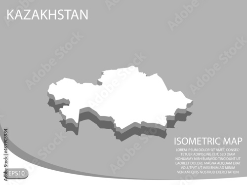 white isometric map of Kazakhstan elements gray background for concept map easy to edit and customize. eps 10