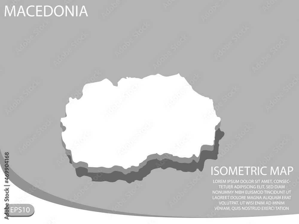 white isometric map of Macedonia elements gray background for concept map easy to edit and customize. eps 10