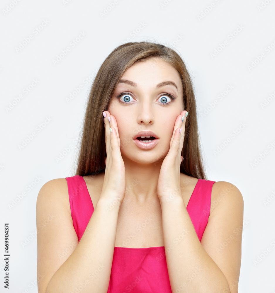 Portrait of surprised girl ,of shocked woman Portrait of surprised girl ,of shocked woman