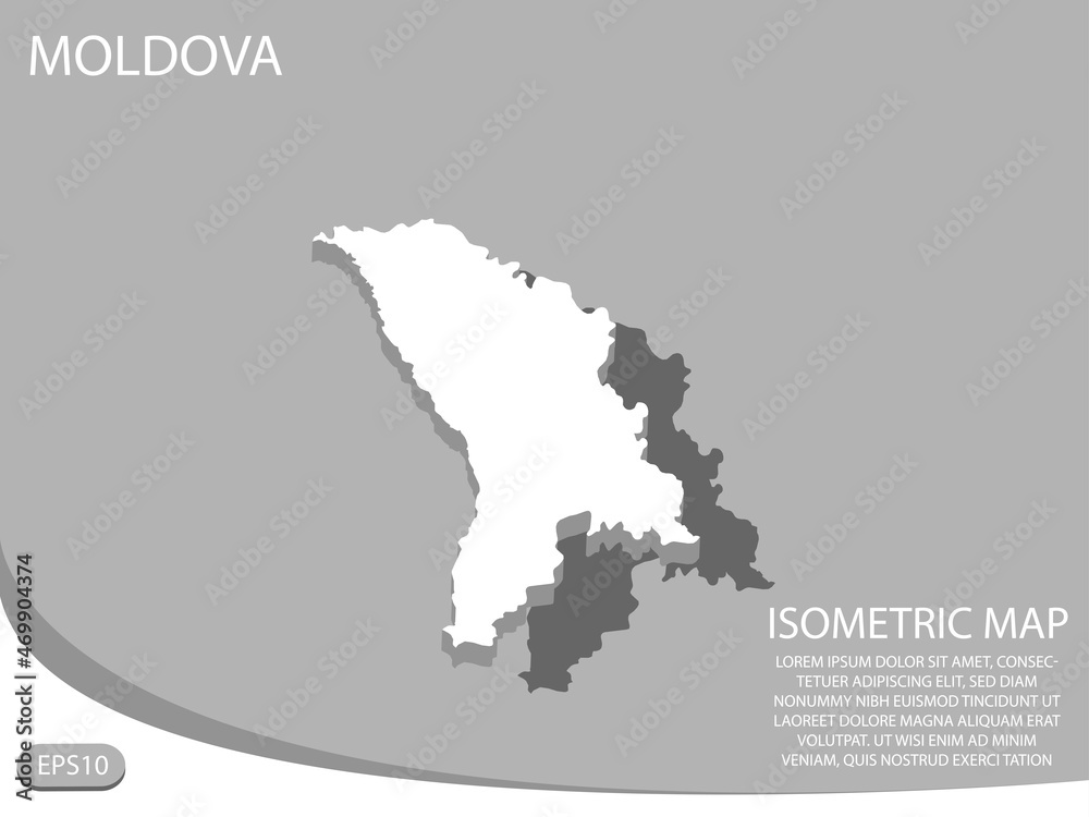 white isometric map of Moldova elements gray background for concept map easy to edit and customize. eps 10
