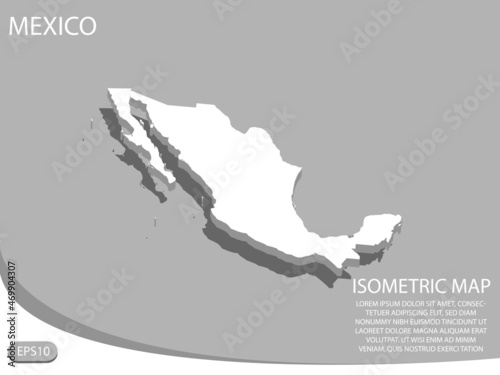 white isometric map of Mexico elements gray background for concept map easy to edit and customize. eps 10