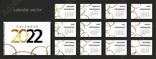 Calendar 2022 Vector stylish fashion calendar vector illustration