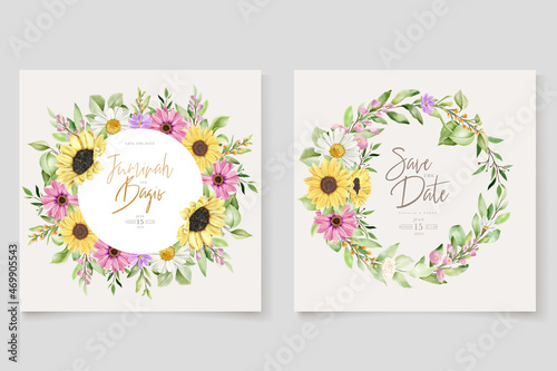 elegant sun flower and daisy invitation card set 