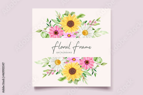 elegant sun flower and daisy invitation card set 