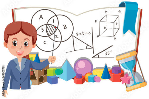 Math teacher with math tools