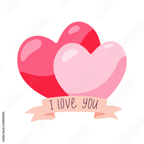 I love you - Valentine's Day concept with hearts and lettering. Vector hand drawn illustration