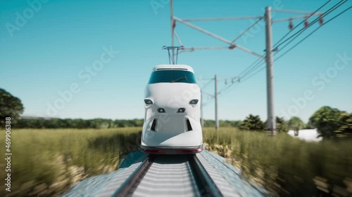 High-speed train movement. 3D rendering