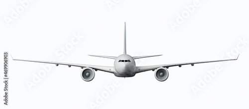 White airbus isolated airplane on a white background 3d rendering