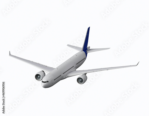 White airbus isolated airplane on a white background 3d rendering