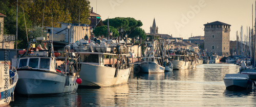 The port of Cervia at sunset