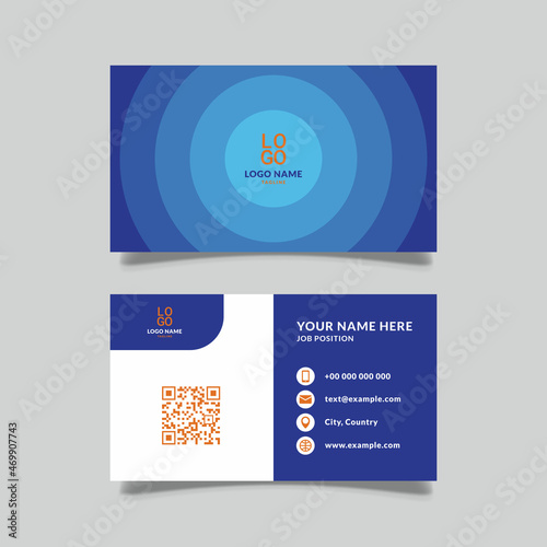 modern business card with layered circle concept, gradation style, blue color, vector design graphic