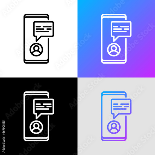 Online consultant thin line icon: chat with doctor on screen of smartphone. Telemedicine. Modern vector illustration.