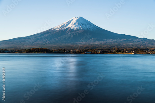                                                                       Silent early morning Mt. Fuji and Lake Kawaguchiko in Yamanashi Prefecture  Japan   
