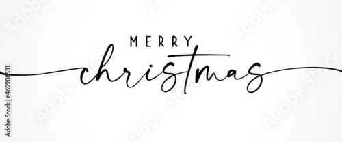 Merry Christmas vector brush lettering phrase. Hand drawn modern calligraphy isolated on white background. Christmas vector ink illustration. Creative typography for holiday greeting cards, banner