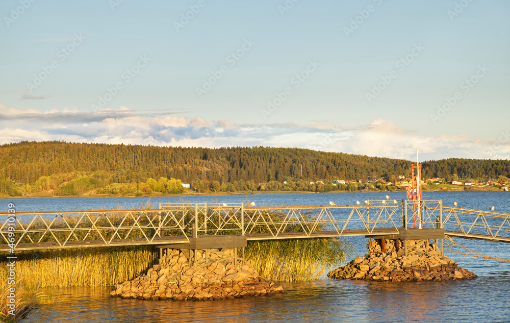 Pier at lake Ladoga in Sortavala (former Serdobol). Republic of Karelia. Russia