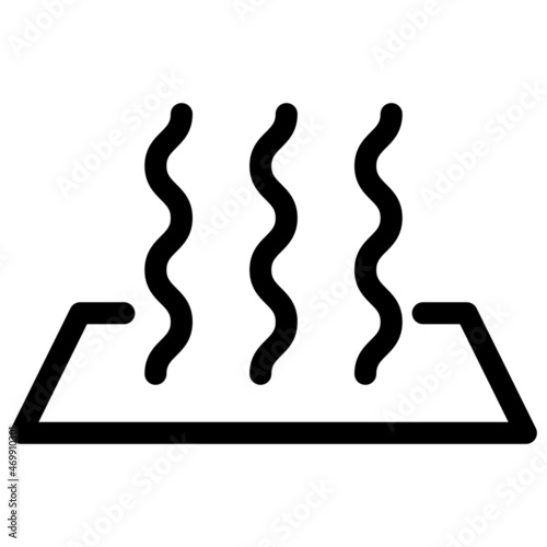 heat wave icon of warming up food, hot wave of fire, steam of boiling water on stove, smell of food on oven