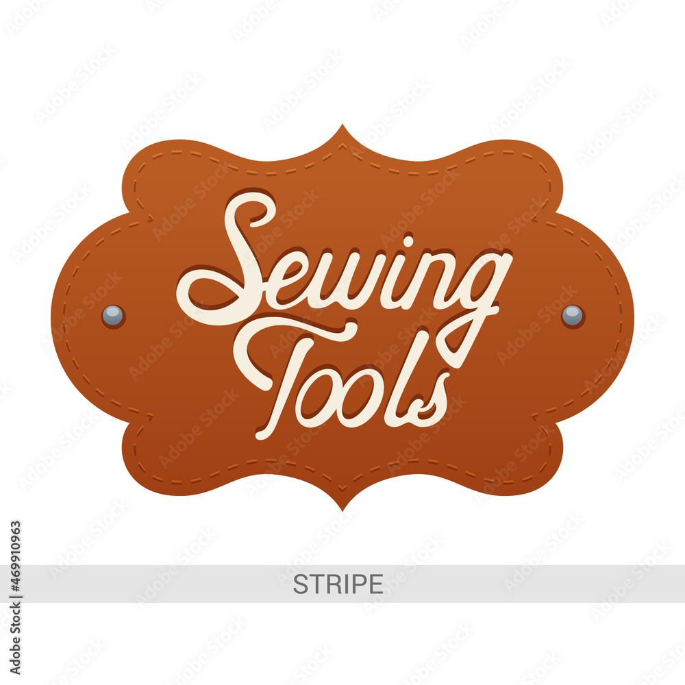 Vector drawing. Leather label on a white background. Doodle. Vector drawing. Leather label on a white background. Doodle.