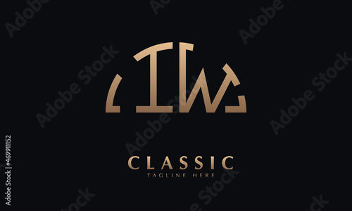 Alphabet IW or WI Half Illustration monogram vector logo template