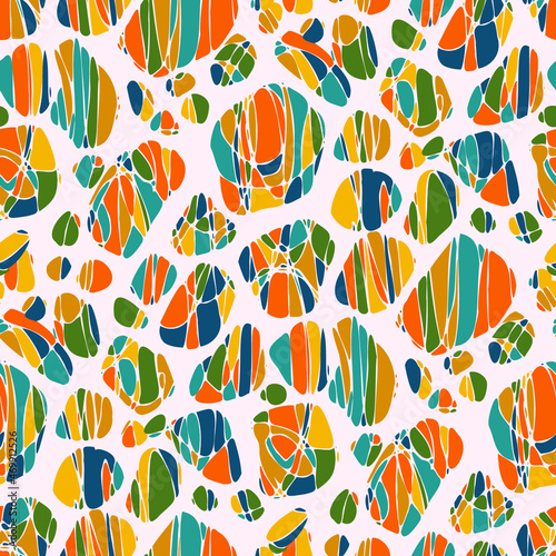 Fototapeta Naklejka Na Ścianę i Meble -  Seamless vector pattern with abstract modern doodles. Bright summer print. Trendy colorful background. Vintage geometric doodles.	