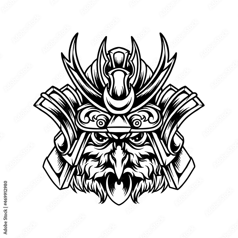 Owl Samurai Mascot Silhouette Owl Samurai Mascot Silhouette