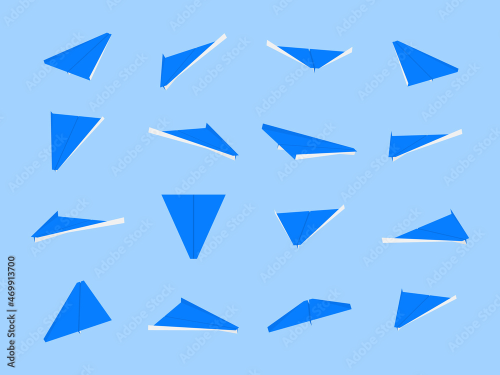 Origami paper planes collection with different views and angles Origami paper planes collection with different views and angles