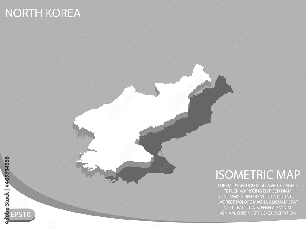 White isometric map of North Korea elements gray background for concept map easy to edit and customize. eps 10
