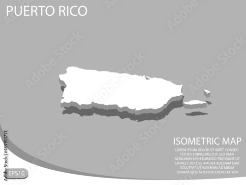 White isometric map of Puerto Rico elements gray background for concept map easy to edit and customize. eps 10