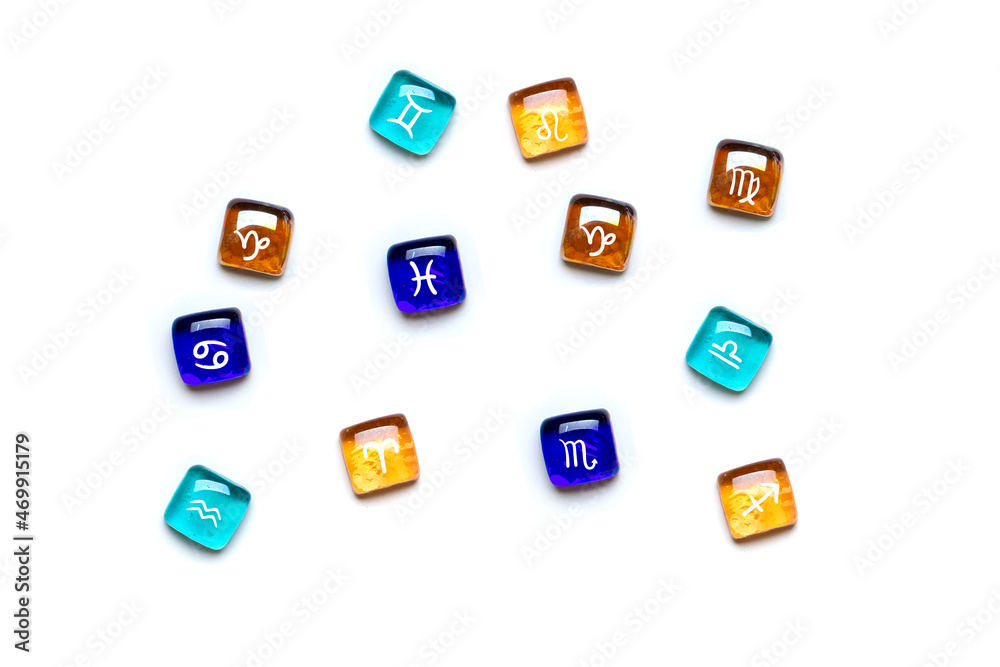 twelve signs of zodiac Three signs correspond to each element: Fire - Aries, Leo, Sagittarius, Earth -Taurus, Virgo, Capricorn, Air -Gemini, Libra, Aquarius, Water - Cancer, Scorpio, Pisces Top view twelve signs of zodiac Three signs correspond to each element: Fire - Aries, Leo, Sagittarius, Earth -Taurus, Virgo, Capricorn, Air -Gemini, Libra, Aquarius, Water - Cancer, Scorpio, Pisces Top view