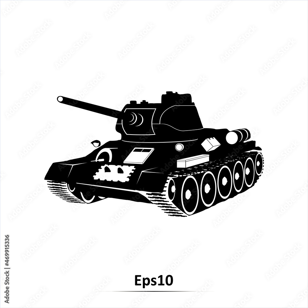 Tank silhouette. Vector illustraation. EPS10 Stock Vector | Adobe Stock