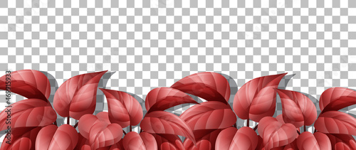 Red nature leaves frame transparent background