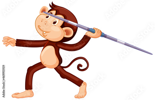 Monkey throwing javelin cartoon character