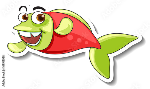 Sea Animal Cartoon Sticker with Cute Fish