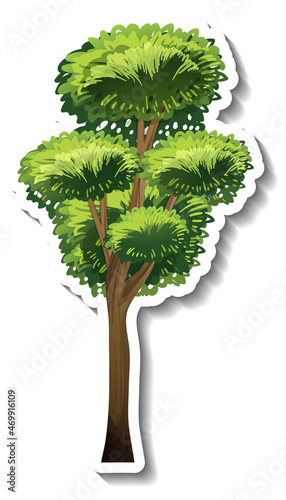 A tree with green leaves sticker on white background