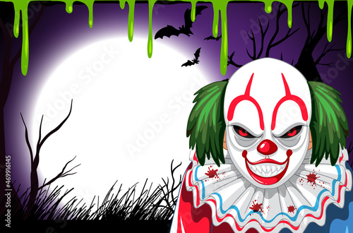 Empty halloween banner with creepy clown