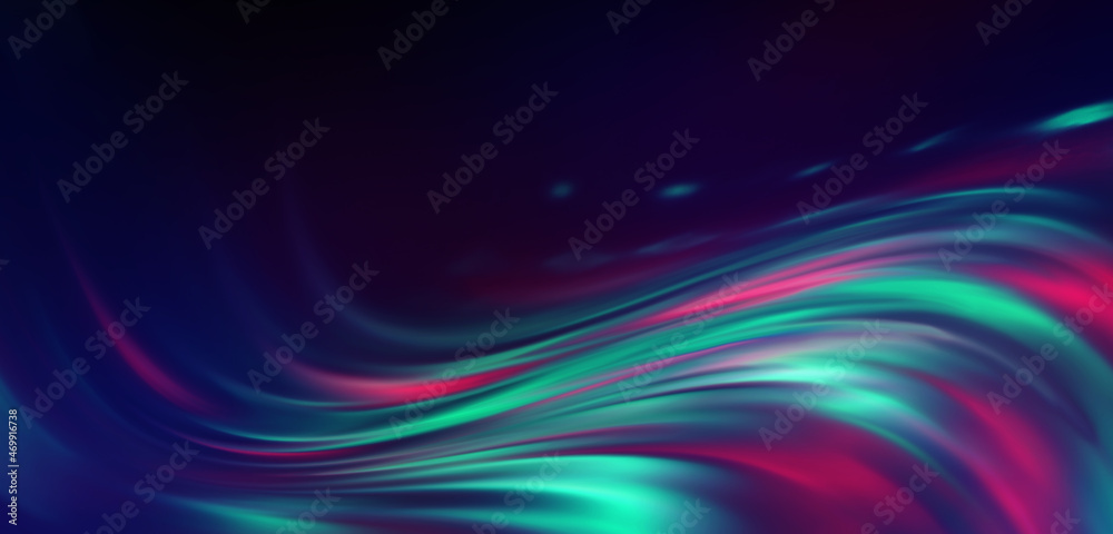 Bright abstract blurred background with bokeh. Blurred lights, neon glowing lines on a dark background. Bright abstract blurred background with bokeh. Blurred lights, neon glowing lines on a dark background.