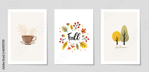 Set of autumn greeting card or poster.