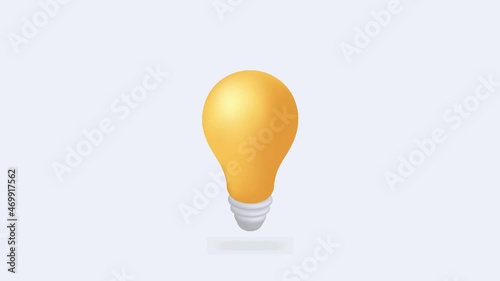 Light bulb 3d style minimal yellow icon. Idea, solution, business, strategy concept. Icons Web. Button. Web banner. Modern design.