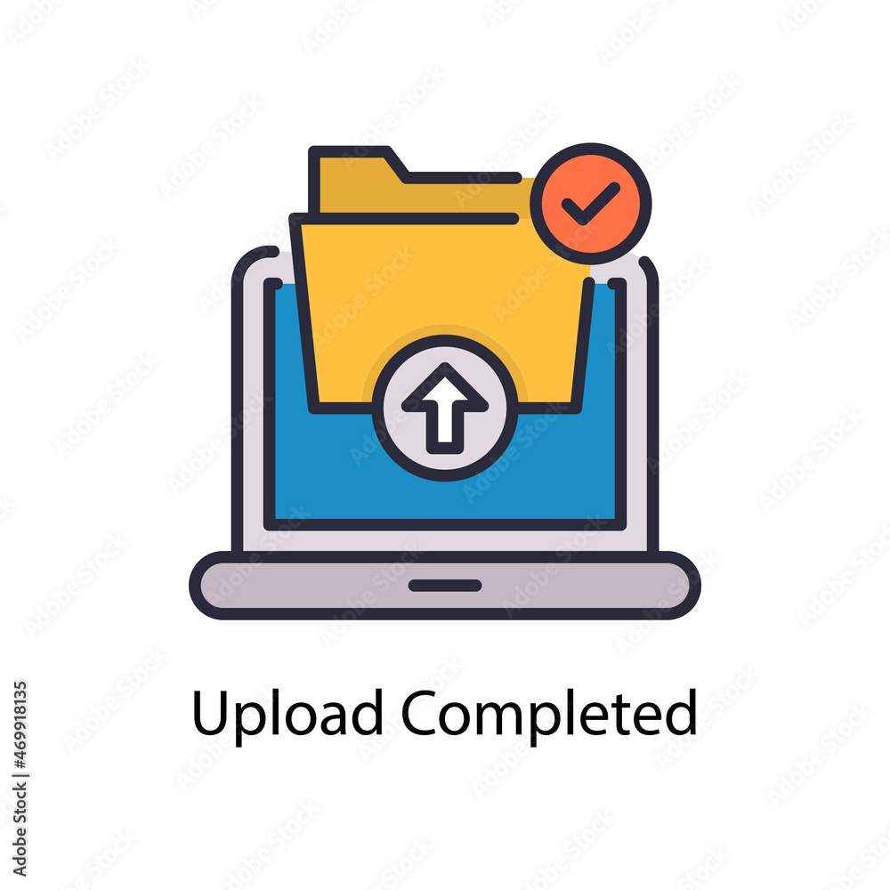 Upload Completed vector fill outline Icon Design illustration. Web And Mobile Application Symbol on White background EPS 10 File Upload Completed vector fill outline Icon Design illustration. Web And Mobile Application Symbol on White background EPS 10 File