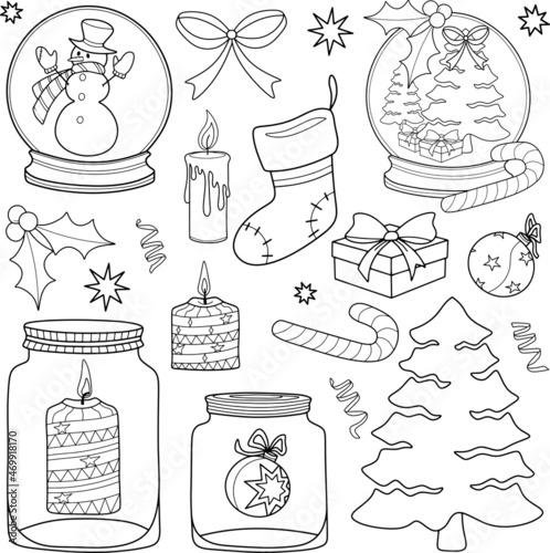Coloring page for children and adults. Christmas doodle