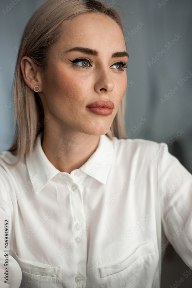 Blonde woman portrait in beauty salon Blonde woman portrait in beauty salon